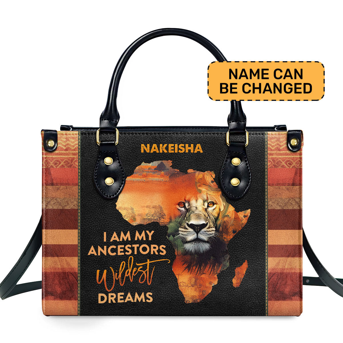 I Am My Ancestors Wildest Dreams Personalized Leather Hand Bag  - Image 2