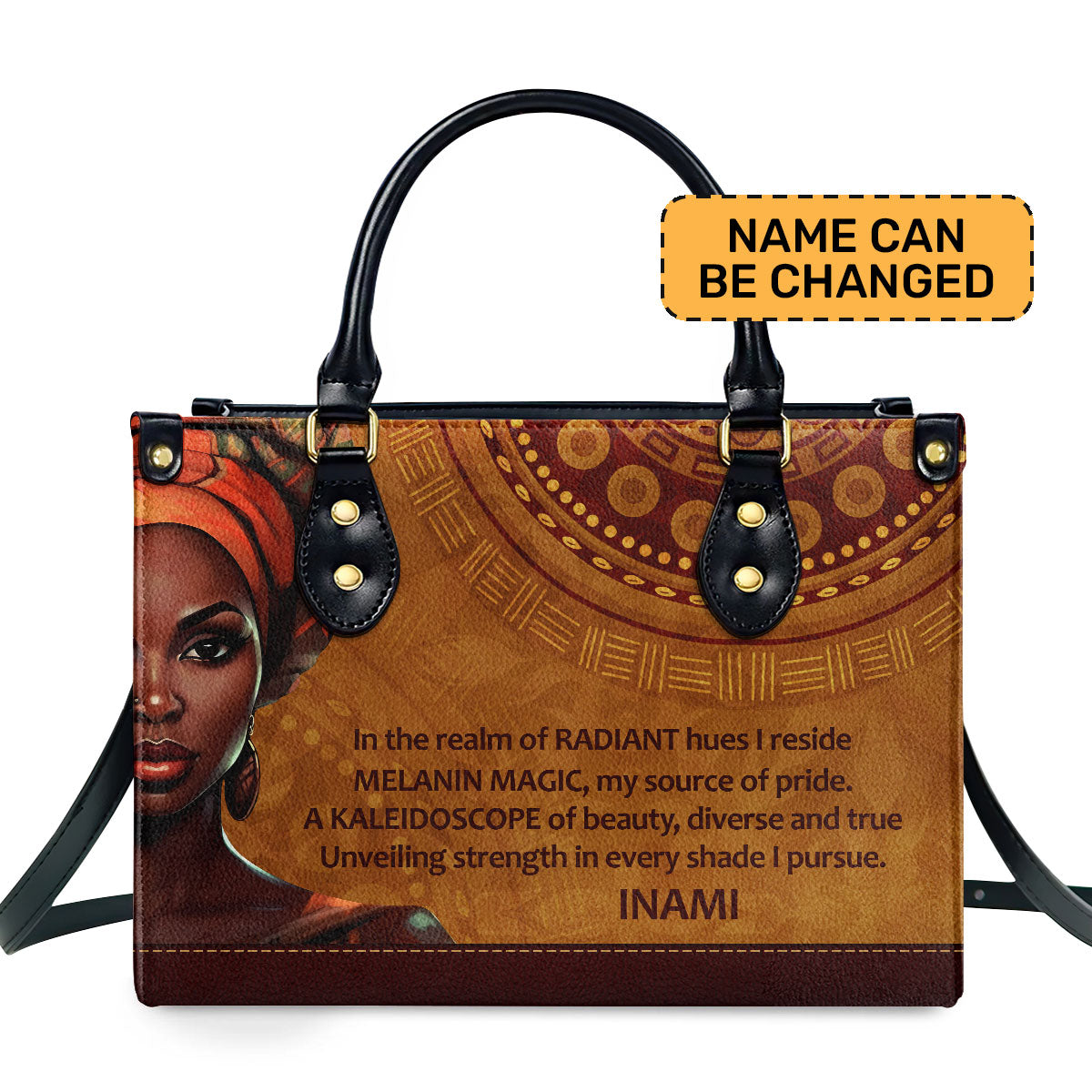 Kaleidoscope of Beauty Personalized Leather Hand Bag  - Image 2