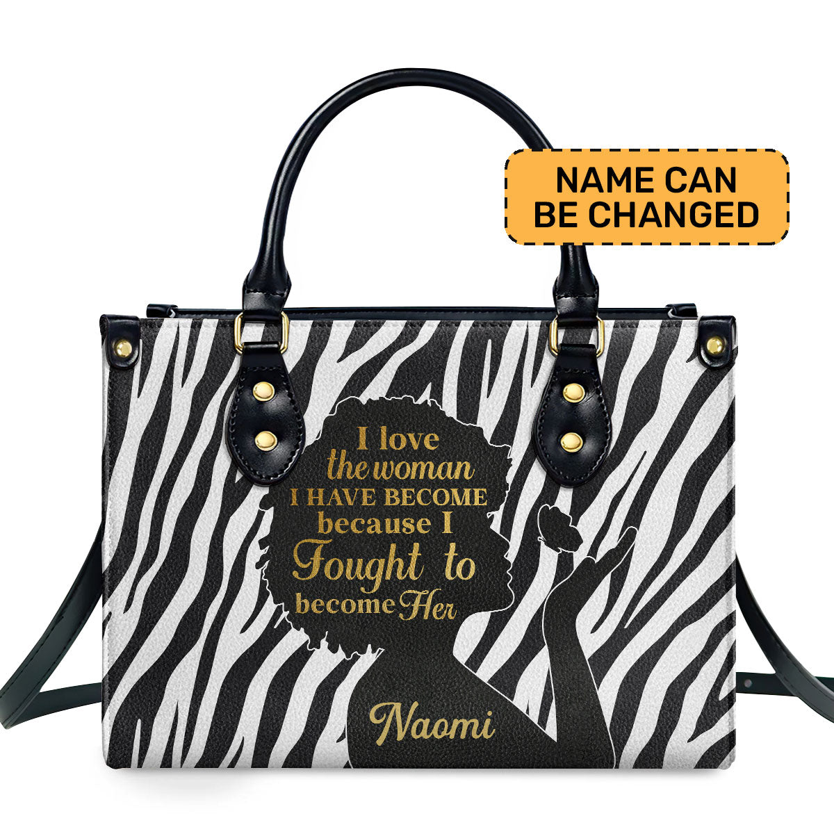 I Love The Woman I Have Become Personalized Leather Hand Bag  - Image 2