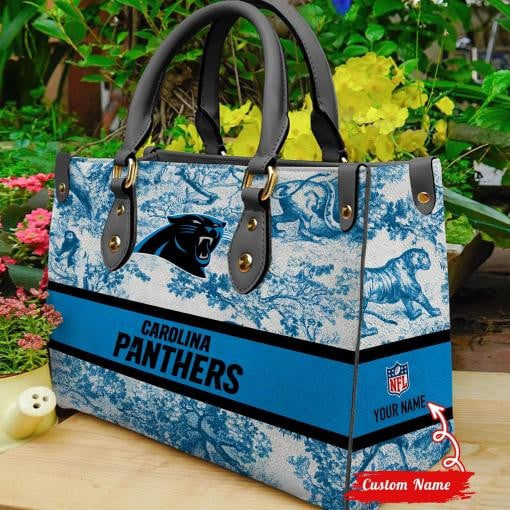 Carolina Panthers Personalized Leather Hand Bag  - Image 2