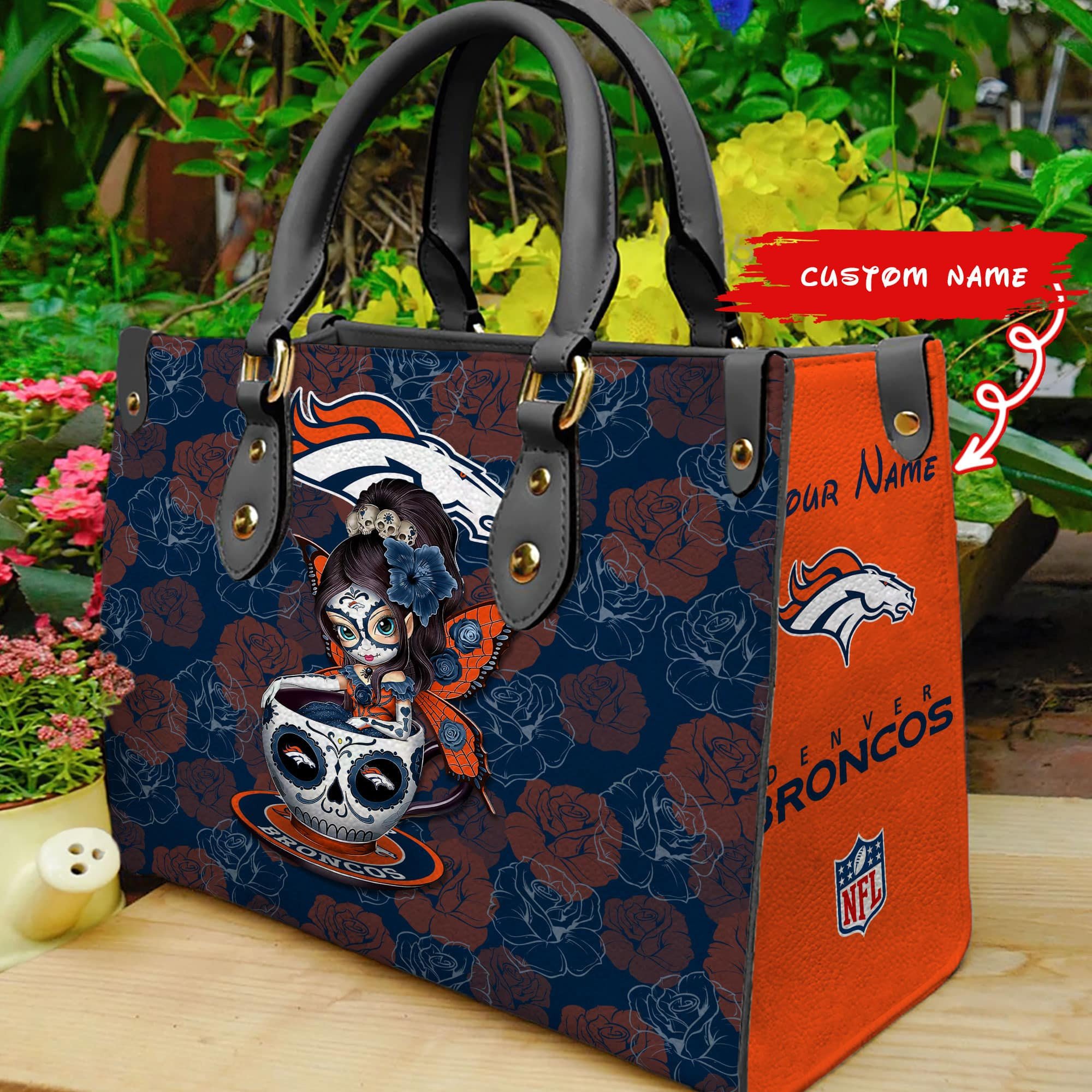 Denver Broncos Personalized Leather Hand Bag  - Image 2