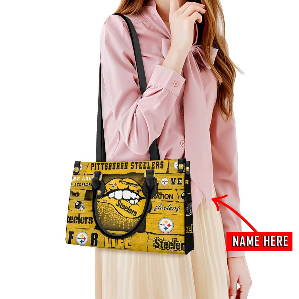 Pittsburgh Steelers Personalized Leather Hand Bag  - Image 2