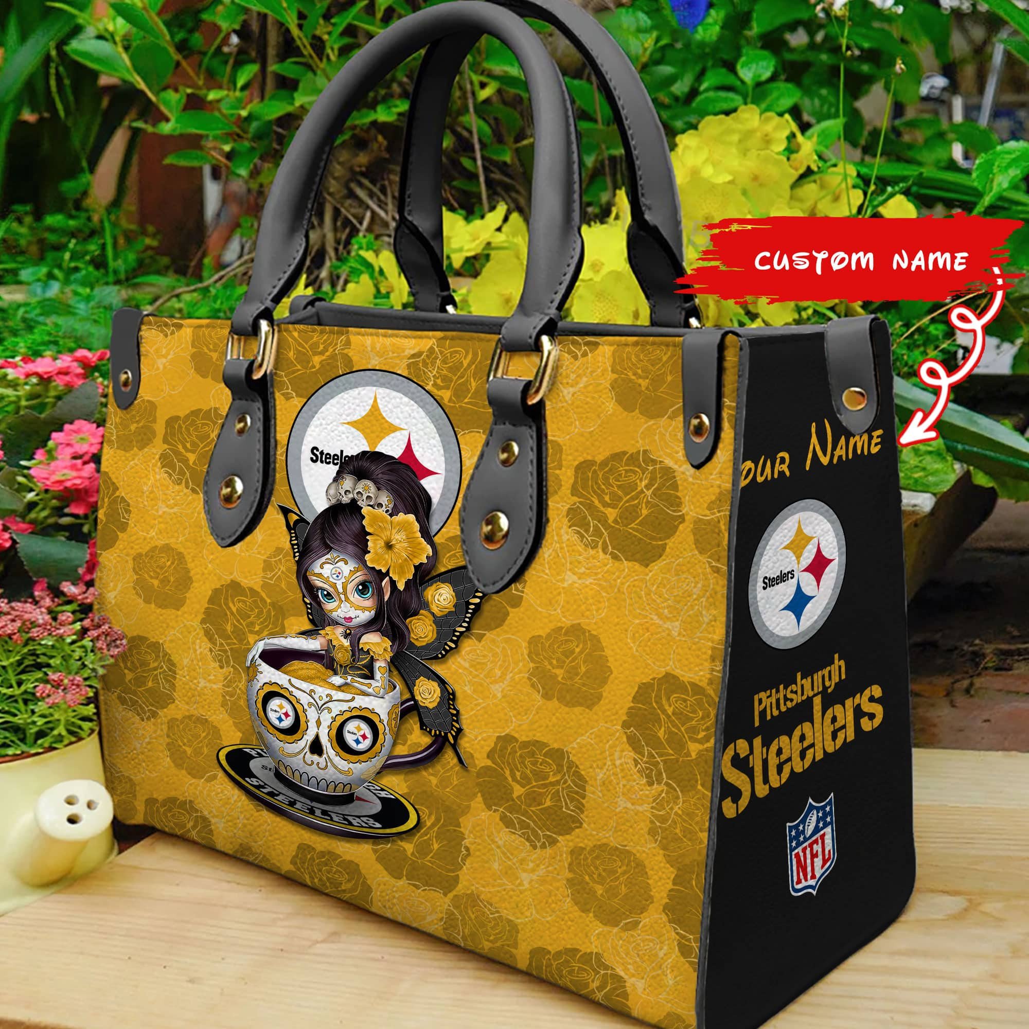 Pittsburgh Steelers Personalized Leather Hand Bag  - Image 2