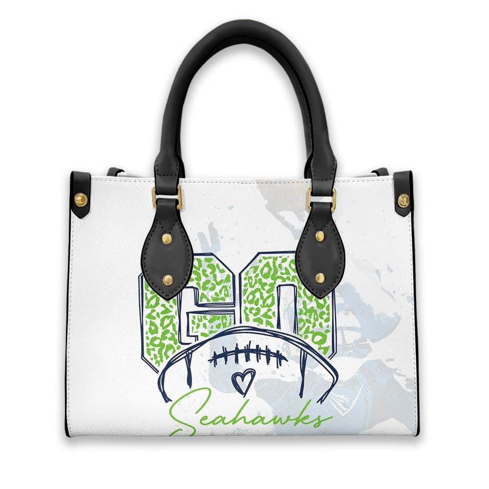 Seattle Seahawks Personalized Leather Hand Bag  - Image 2