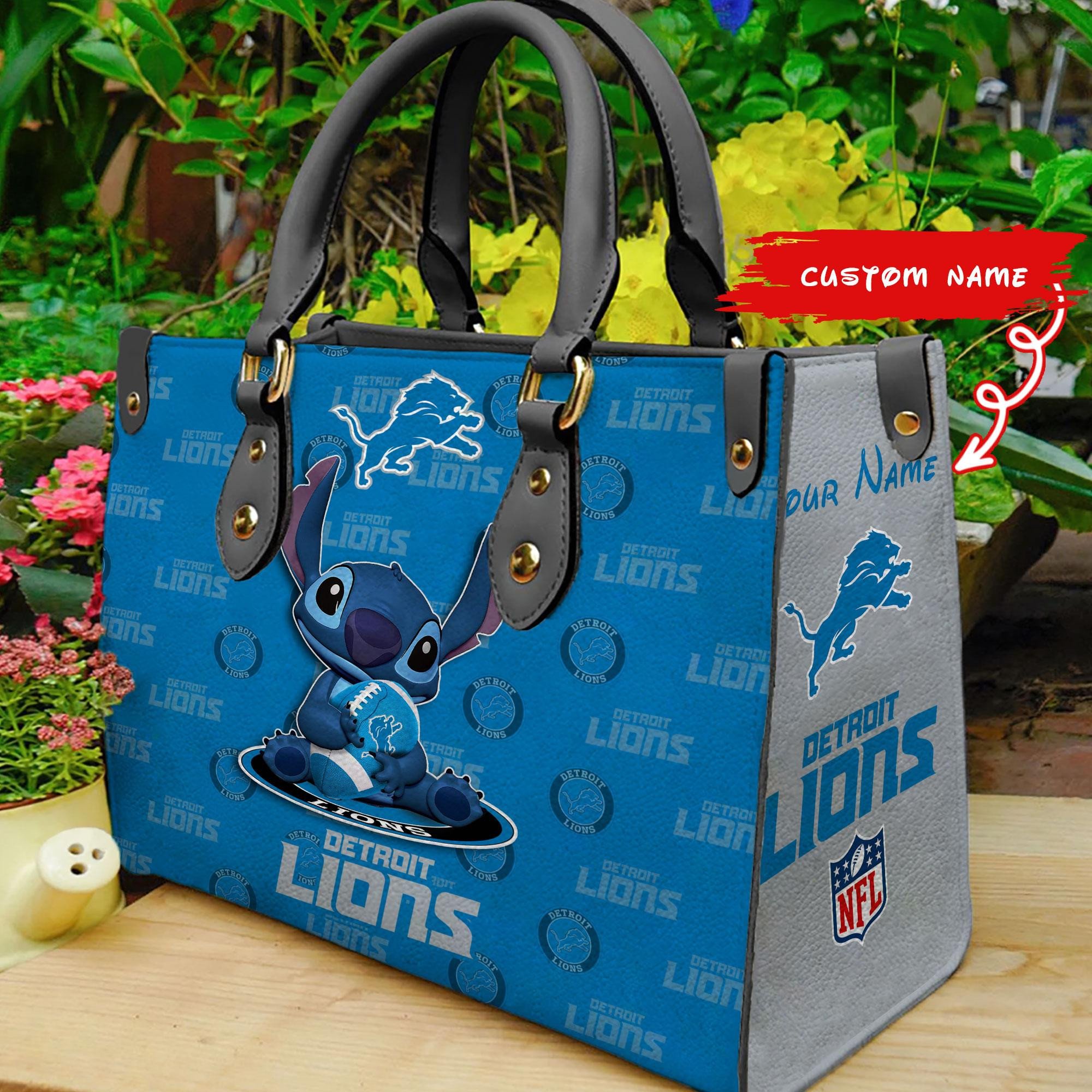 Detroit Lions Personalized Leather Hand Bag  - Image 2