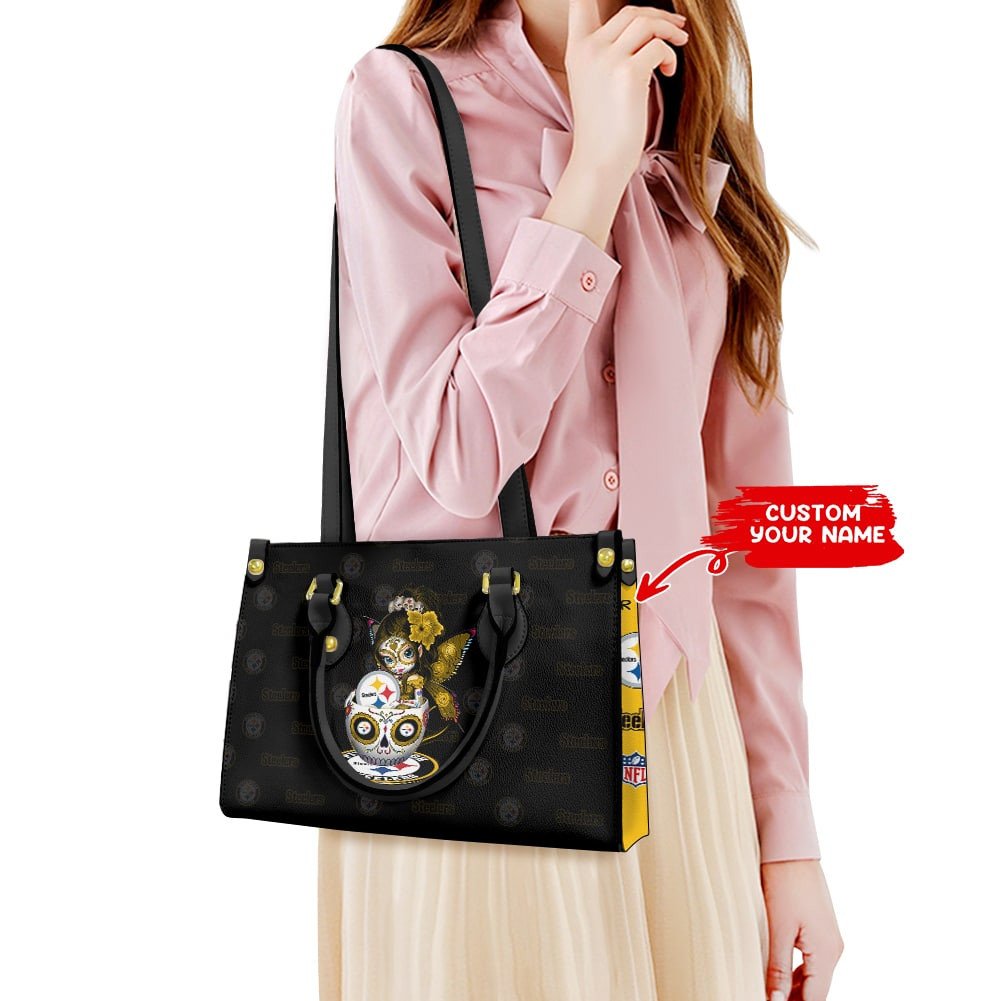 Pittsburgh Steelers Personalized Leather Hand Bag  - Image 2