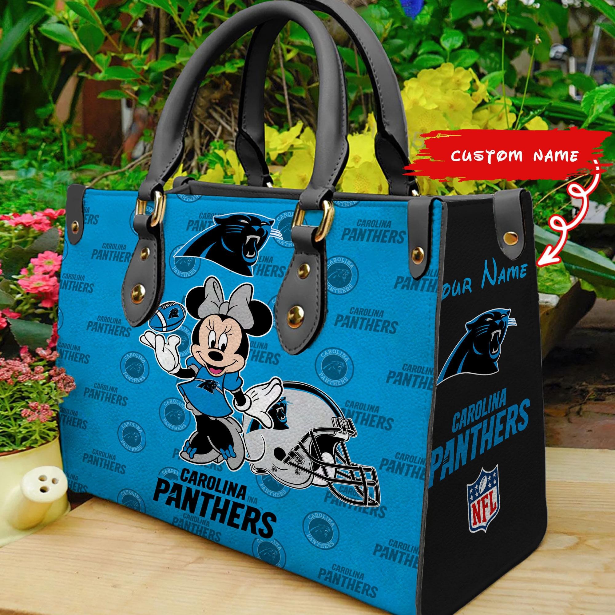 Carolina Panthers Personalized Leather Hand Bag  - Image 2