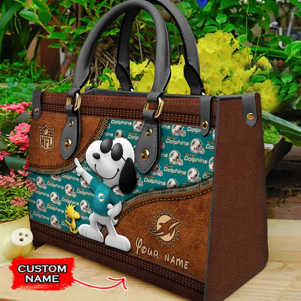 Miami Dolphins Personalized Leather Hand Bag  - Image 2