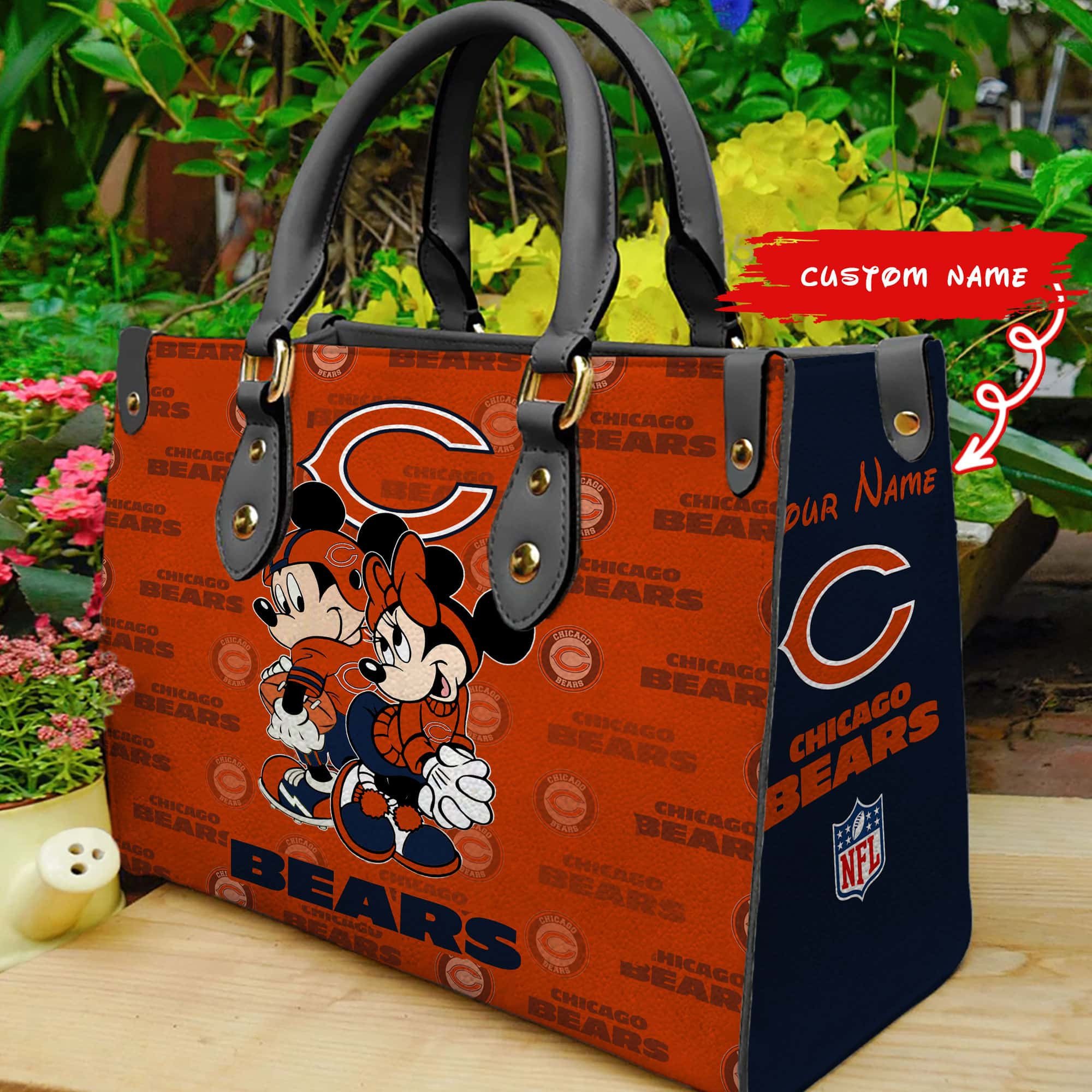Chicago Bears Personalized Leather Hand Bag  - Image 2