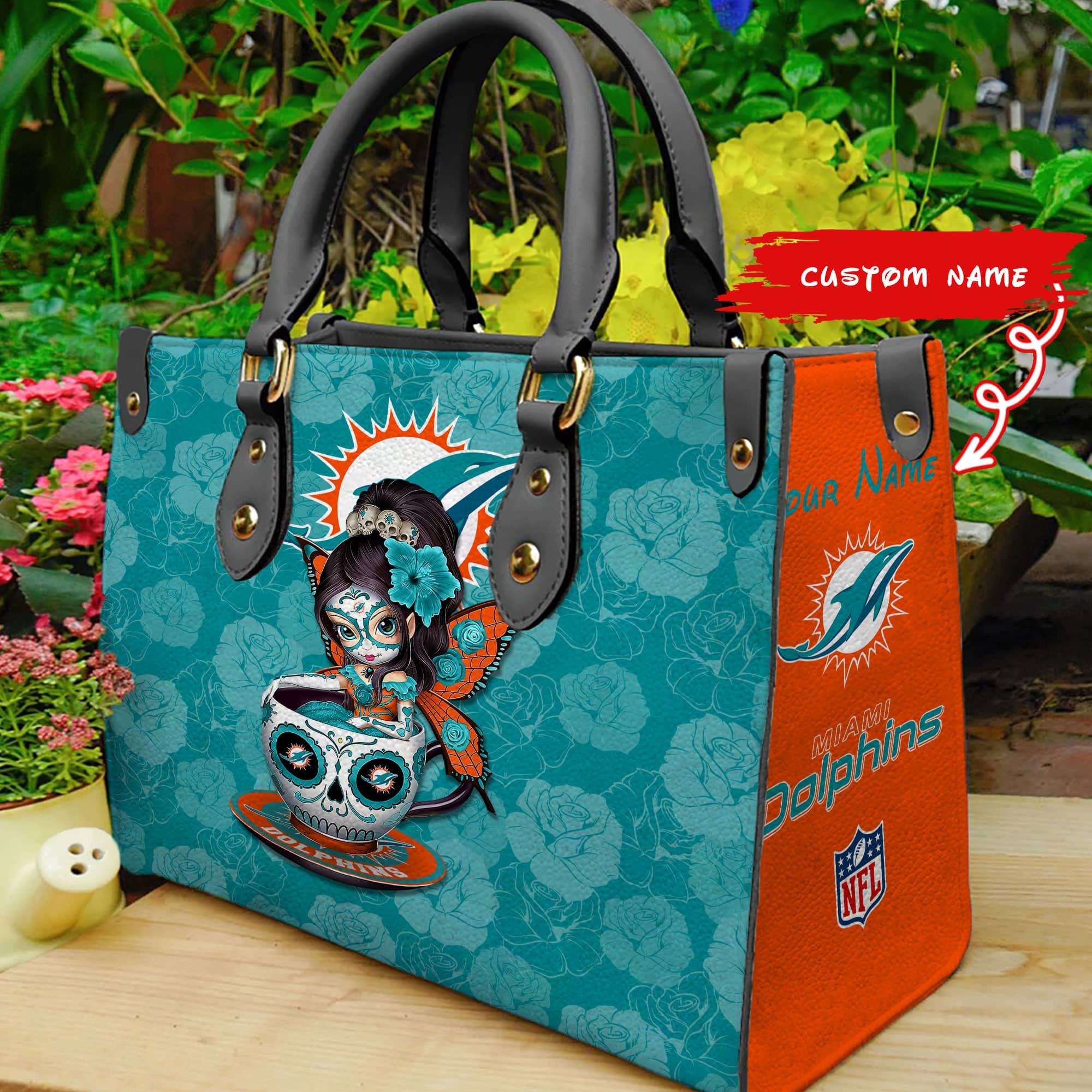 Miami Dolphins Personalized Leather Hand Bag  - Image 2