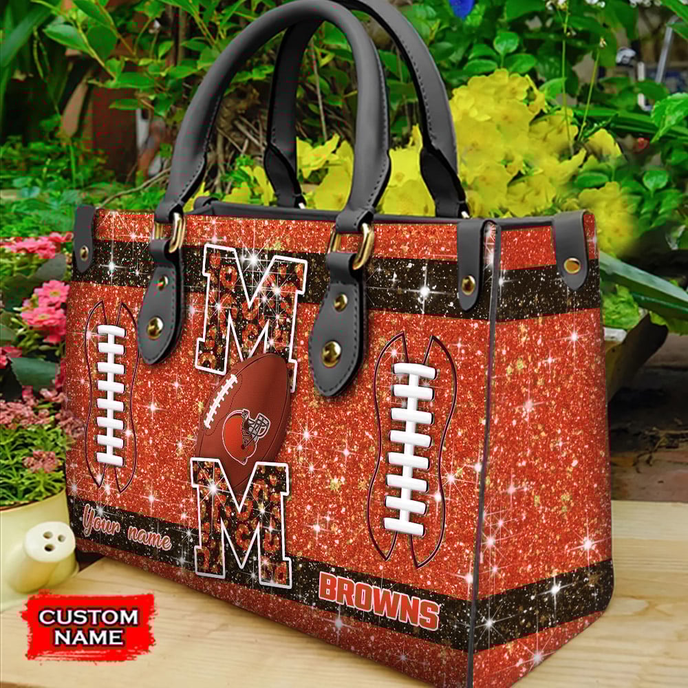 Cleveland Browns Personalized Leather Hand Bag  - Image 2