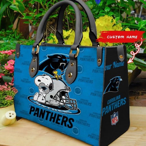 Carolina Panthers Personalized Leather Hand Bag  - Image 2