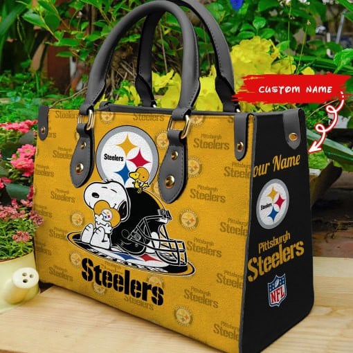 Pittsburgh Steelers Personalized Leather Hand Bag  - Image 2