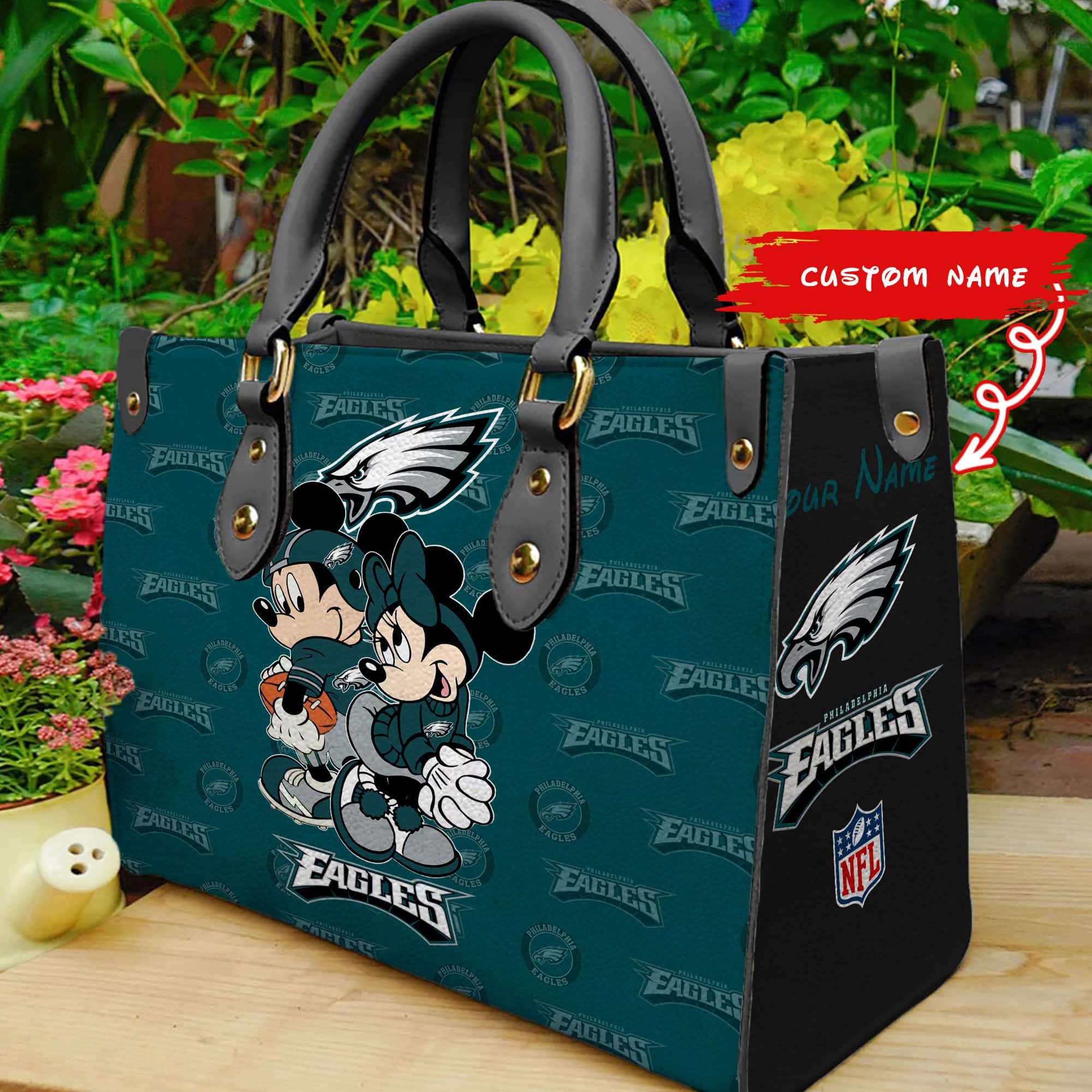 Philadelphia Eagles Personalized Leather Hand Bag  - Image 2