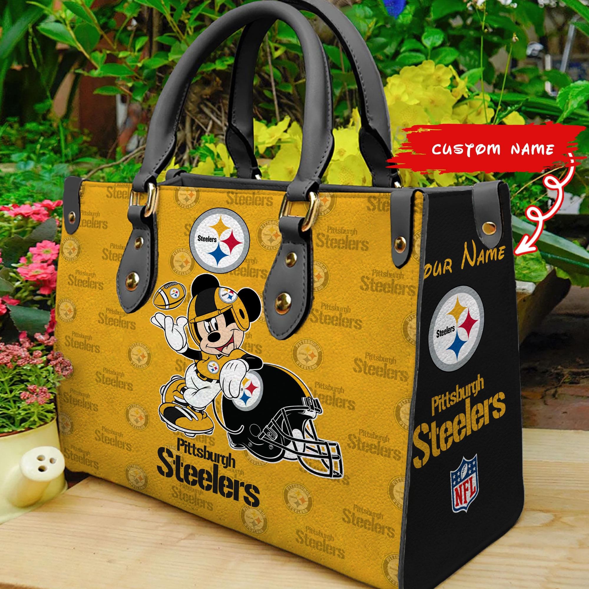 Pittsburgh Steelers Personalized Leather Hand Bag  - Image 2