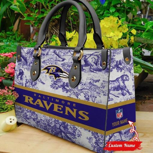 Baltimore Ravens Personalized Leather Hand Bag  - Image 2
