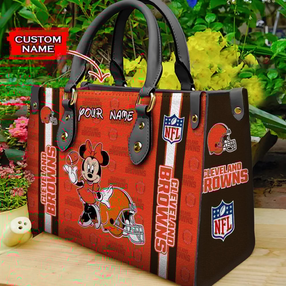 Cleveland Browns Personalized Leather Hand Bag  - Image 2