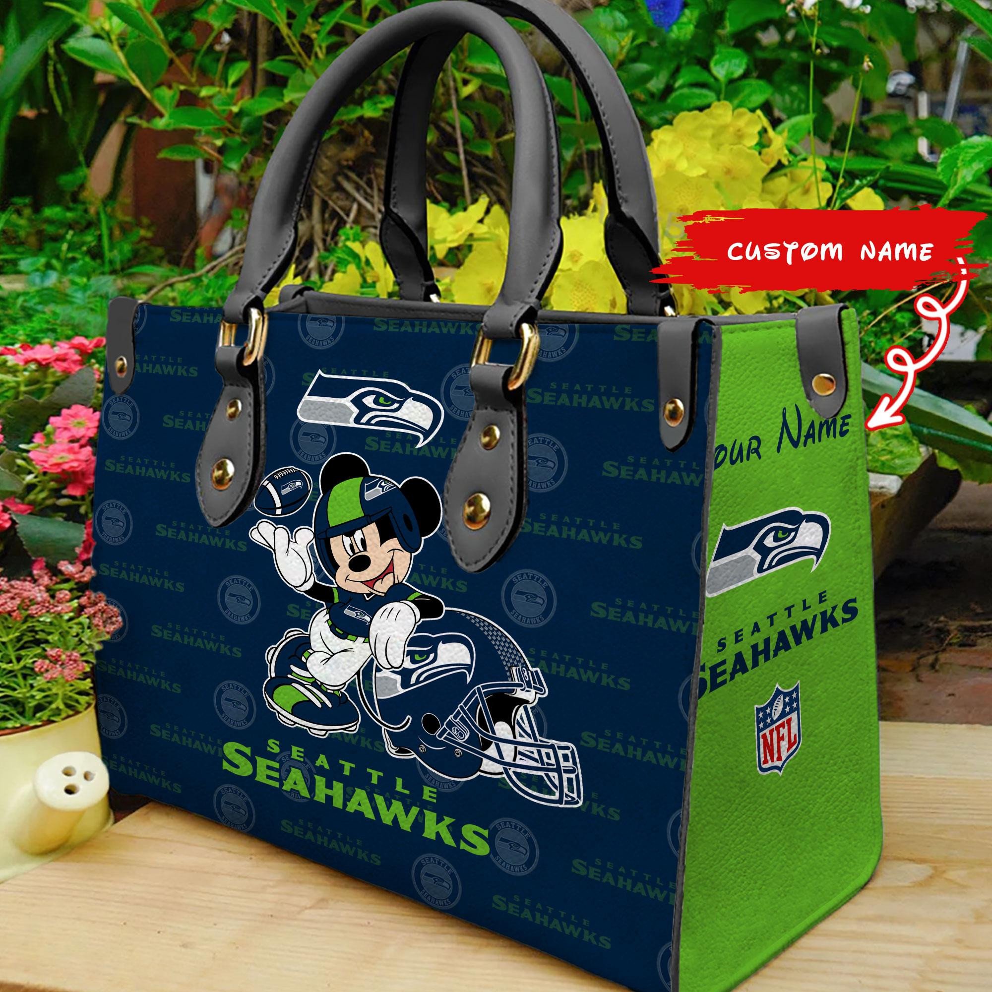 Seattle Seahawks Personalized Leather Hand Bag  - Image 2