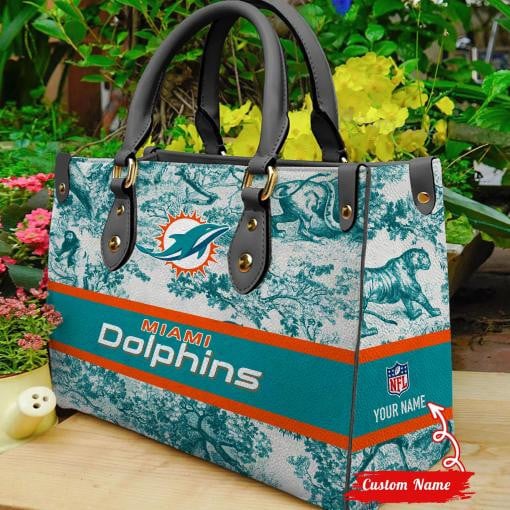 Miami Dolphins Personalized Leather Hand Bag  - Image 2