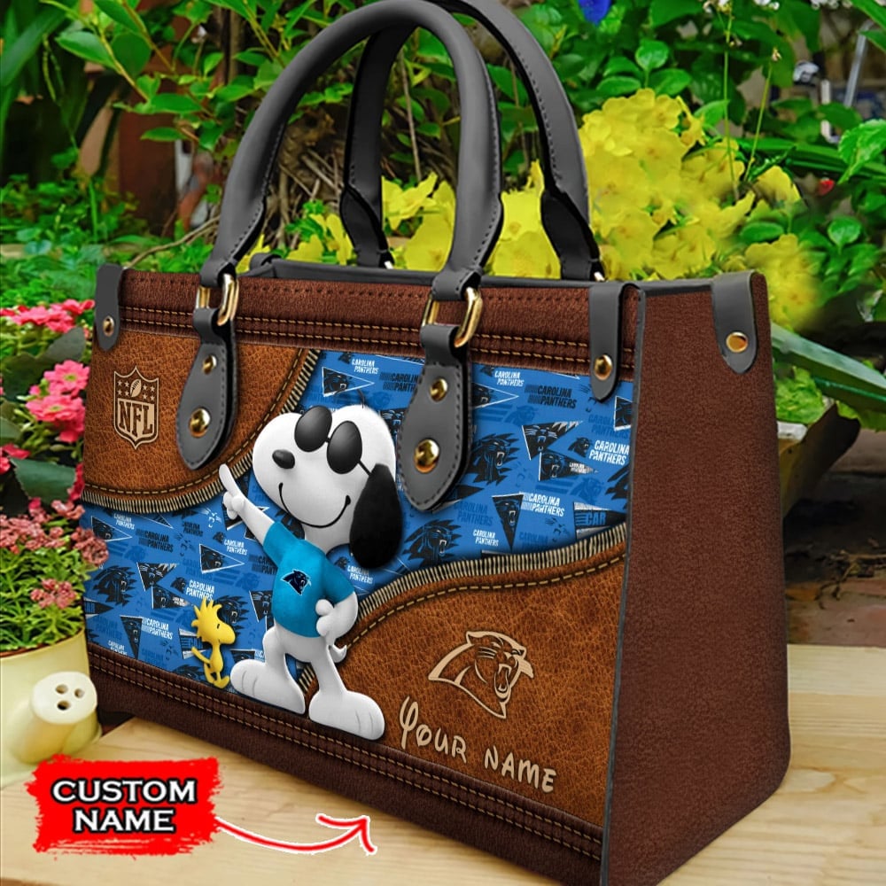Carolina Panthers Personalized Leather Hand Bag  - Image 2