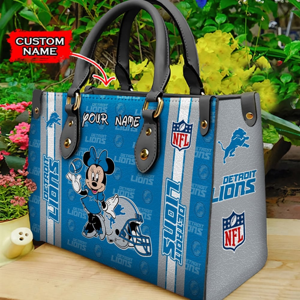 Detroit Lions Personalized Leather Hand Bag  - Image 2