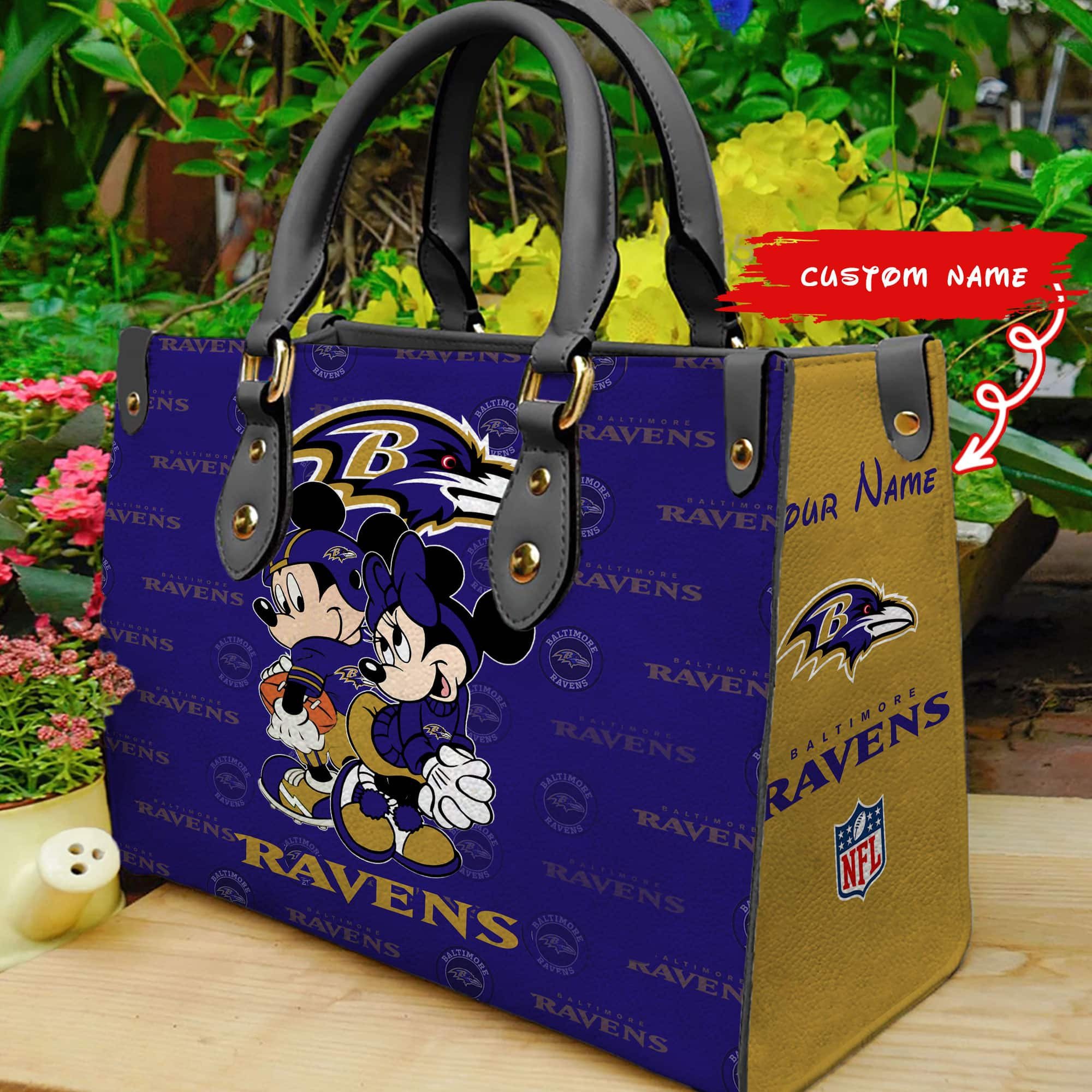 Baltimore Ravens Personalized Leather Hand Bag  - Image 2