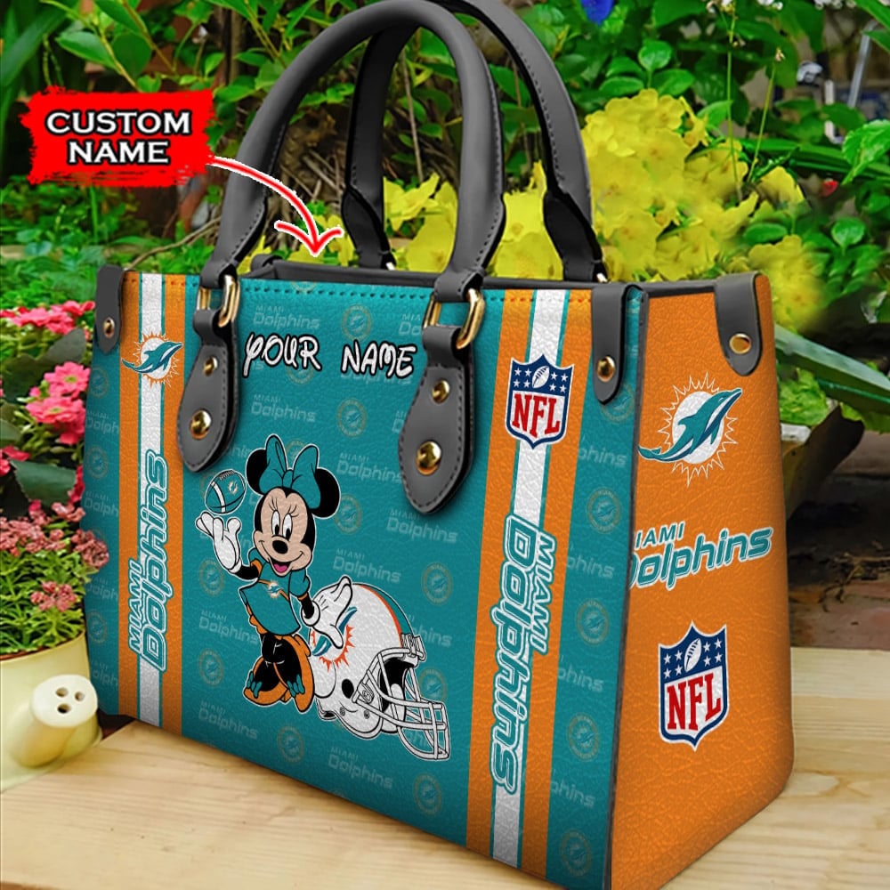 Miami Dolphins Personalized Leather Hand Bag  - Image 2