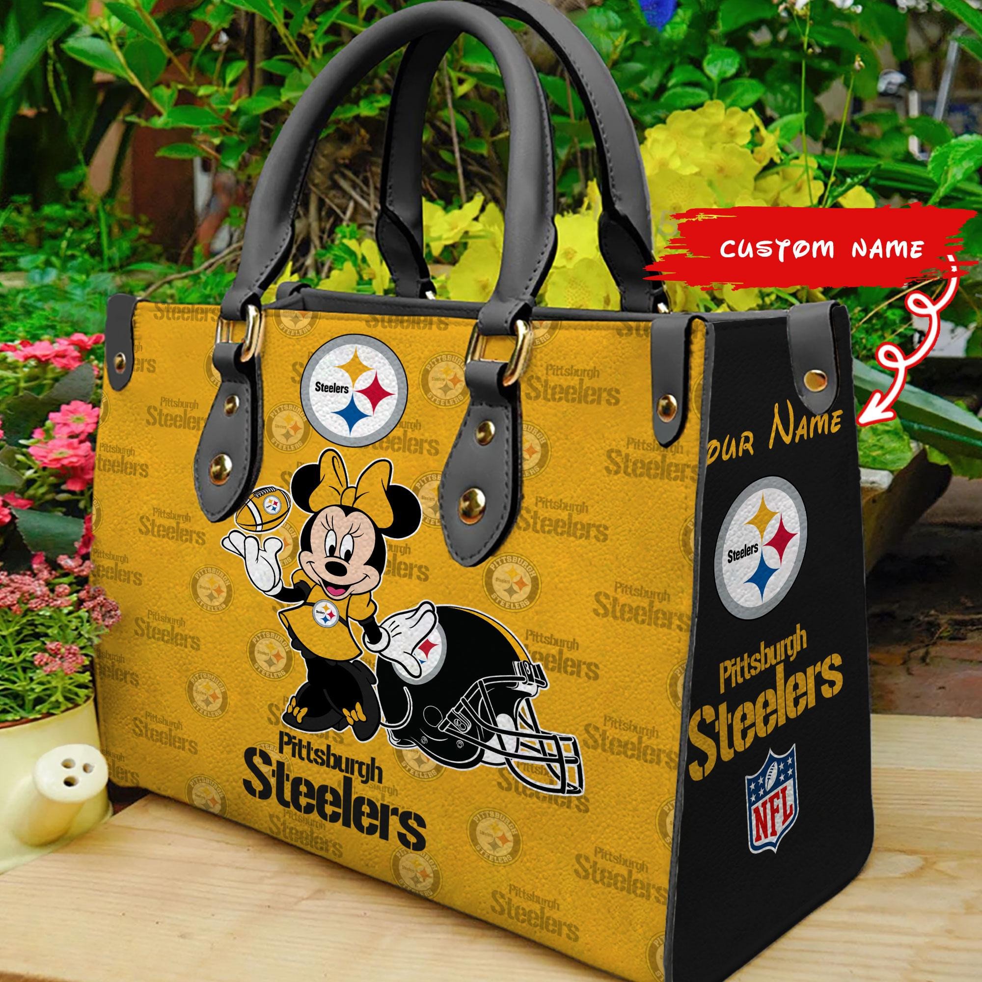 Pittsburgh Steelers Personalized Leather Hand Bag  - Image 2