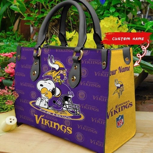 Minnesota Vikings Personalized Leather Hand Bag  - Image 2