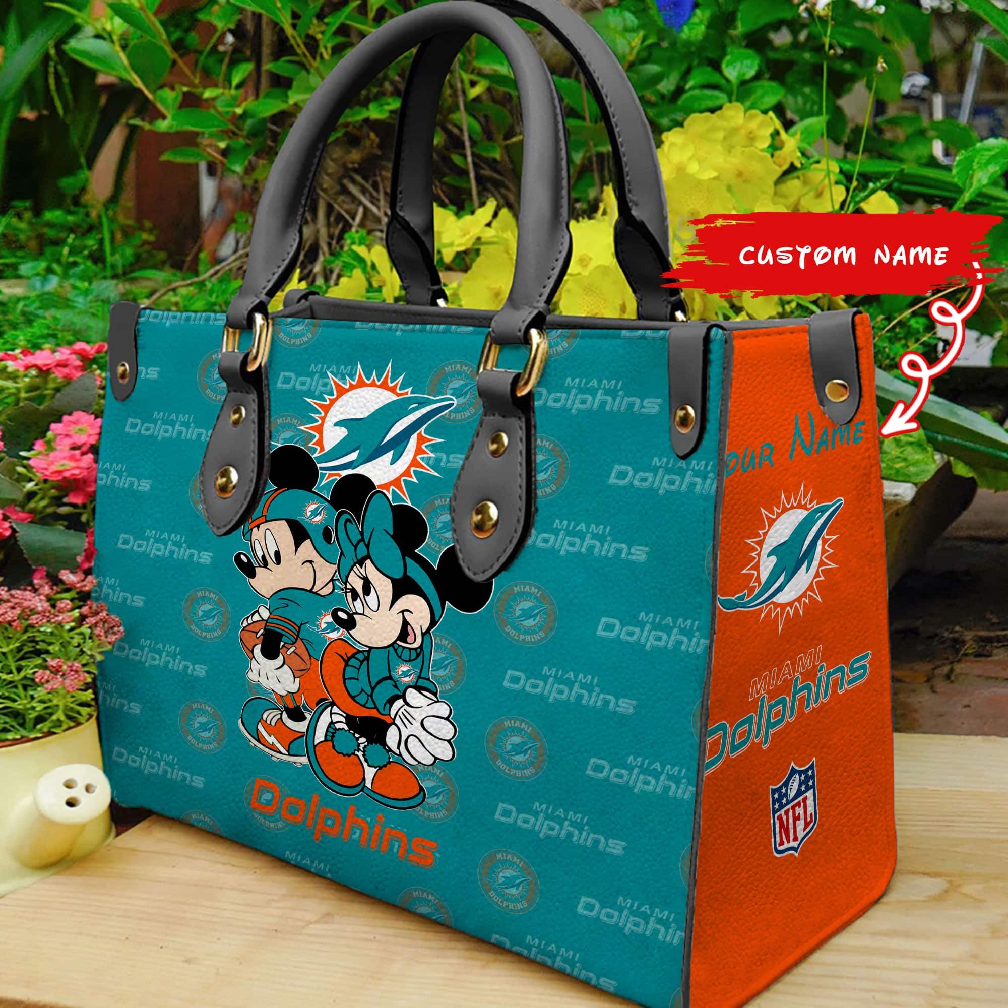 Miami Dolphins Personalized Leather Hand Bag  - Image 2
