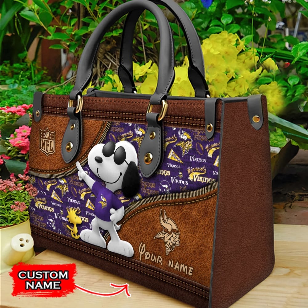 Minnesota Vikings Personalized Leather Hand Bag  - Image 2