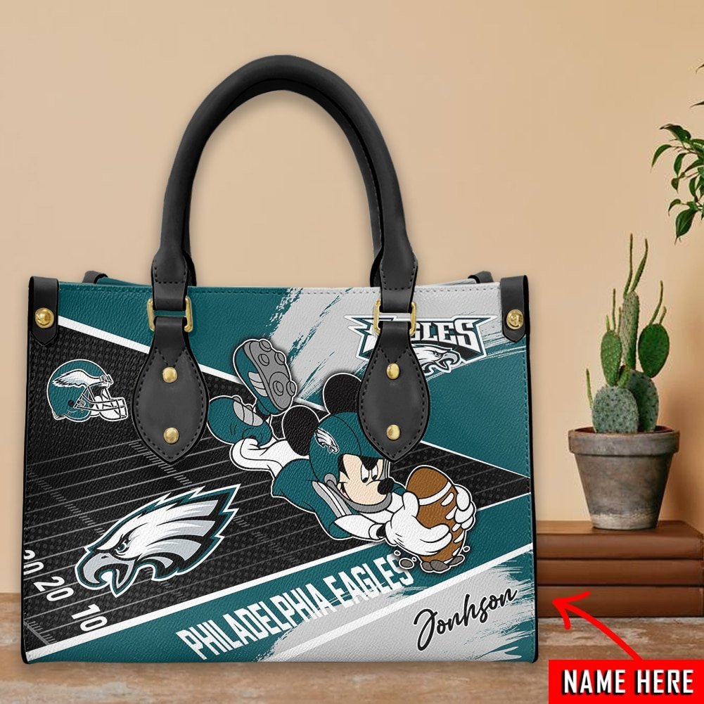 Philadelphia Eagles Personalized Leather Hand Bag  - Image 2