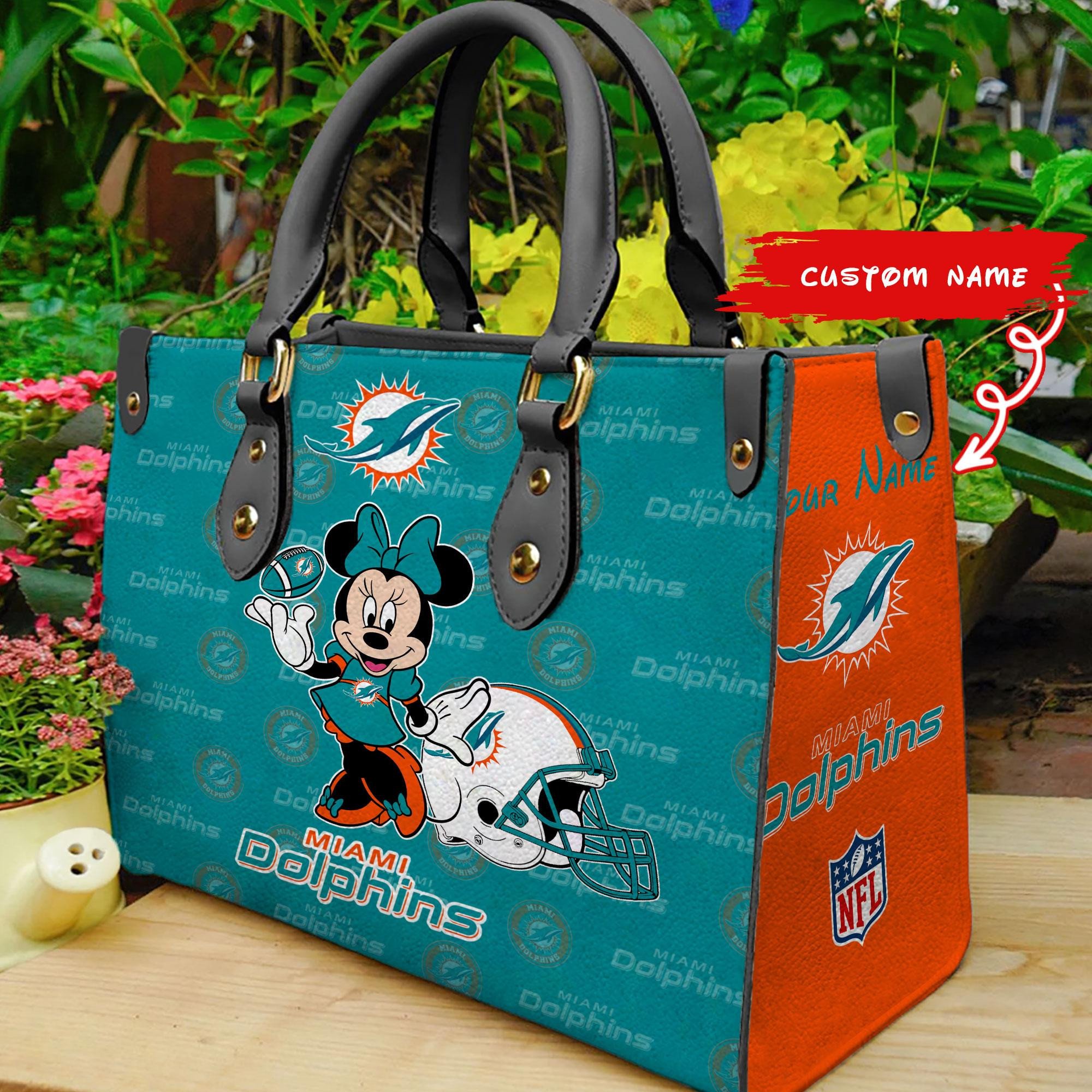 Miami Dolphins Personalized Leather Hand Bag  - Image 2