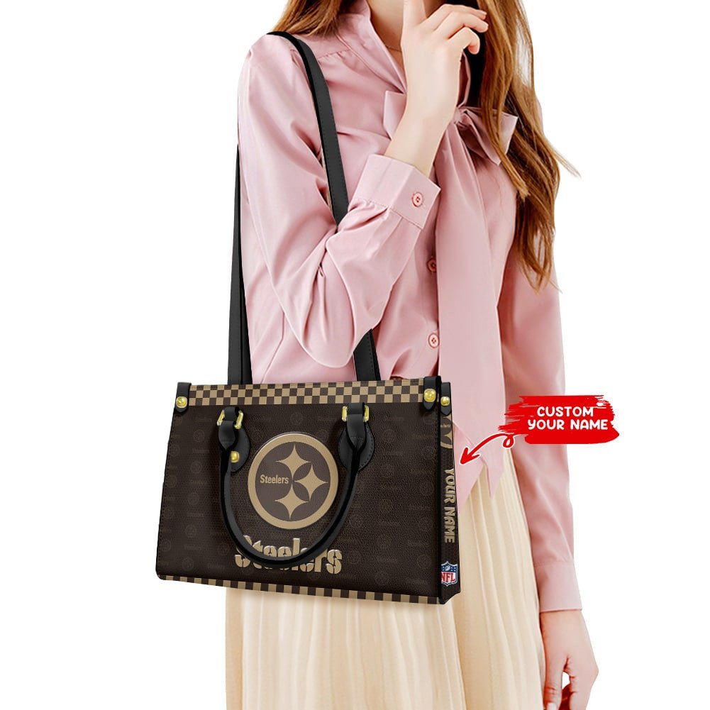 Pittsburgh Steelers Personalized Leather Hand Bag  - Image 2