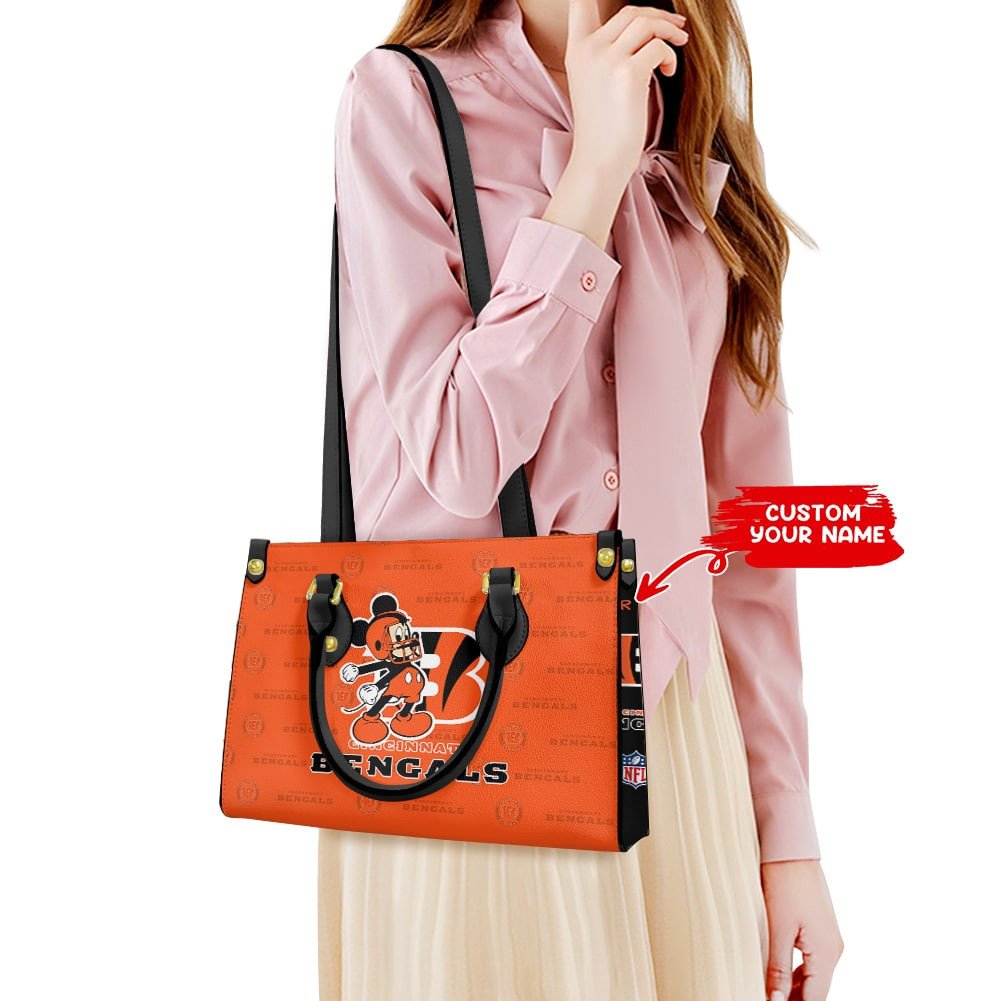 Cincinnati Bengals Personalized Leather Hand Bag  - Image 2