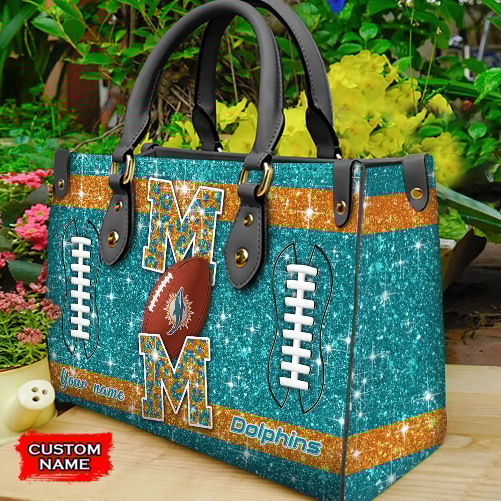 Miami Dolphins Personalized Leather Hand Bag  - Image 2