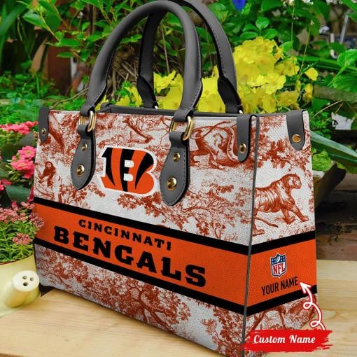 Cincinnati Bengals Personalized Leather Hand Bag  - Image 2
