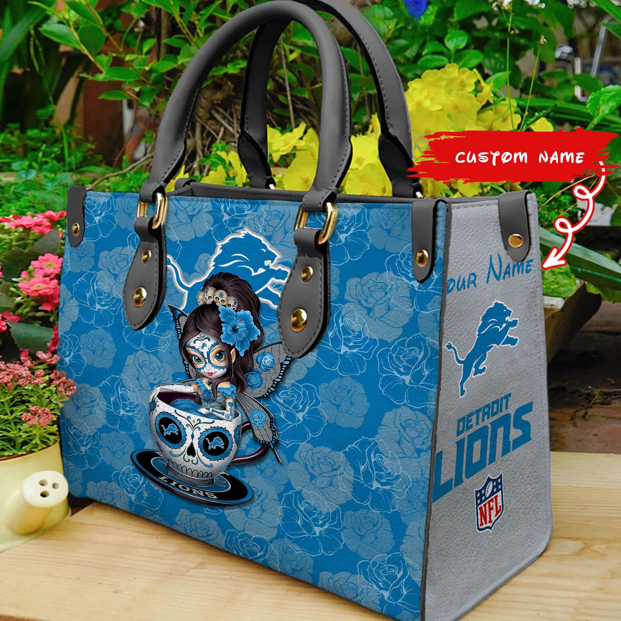 Detroit Lions Personalized Leather Hand Bag  - Image 2
