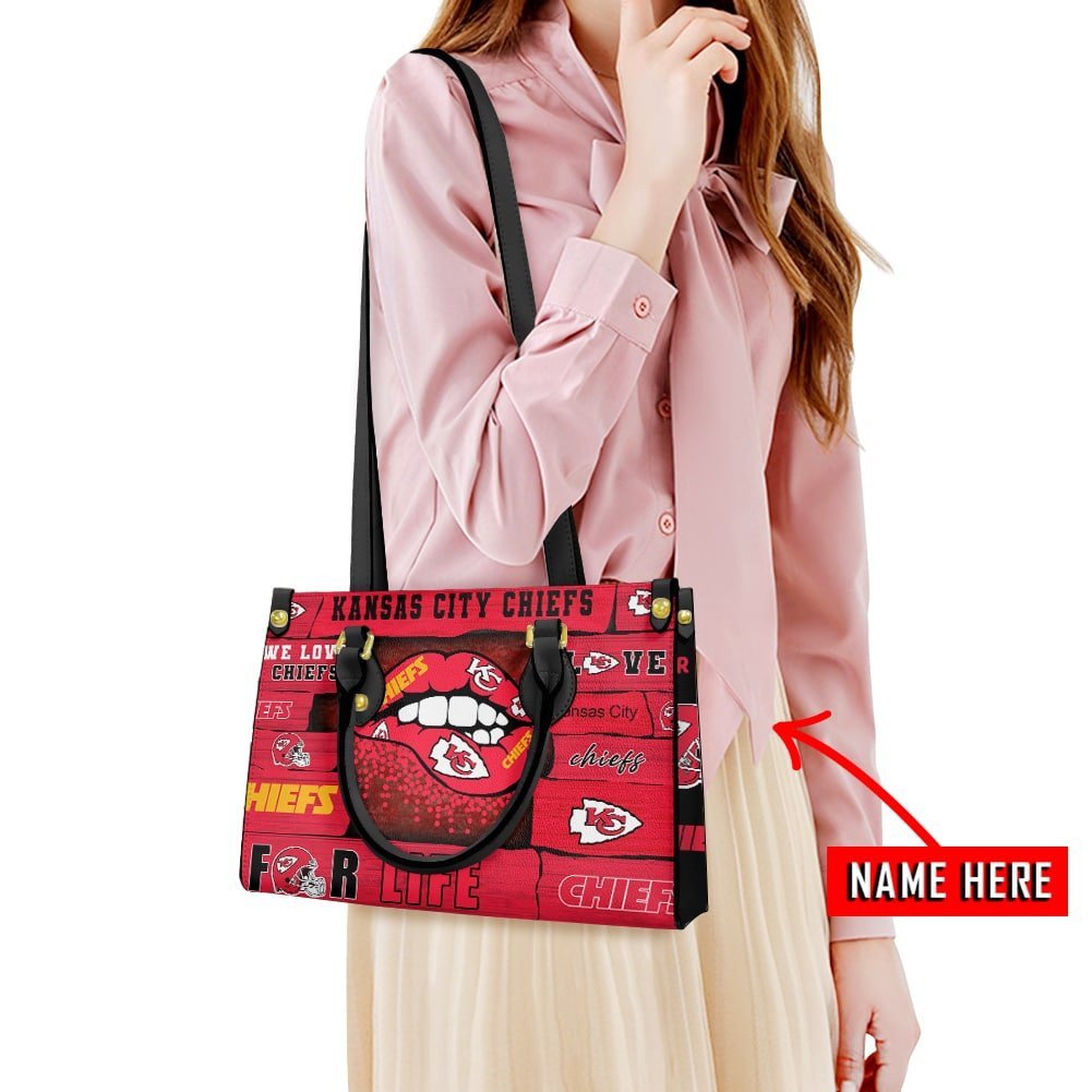 Kansas City Chiefs Personalized Leather Hand Bag  - Image 2