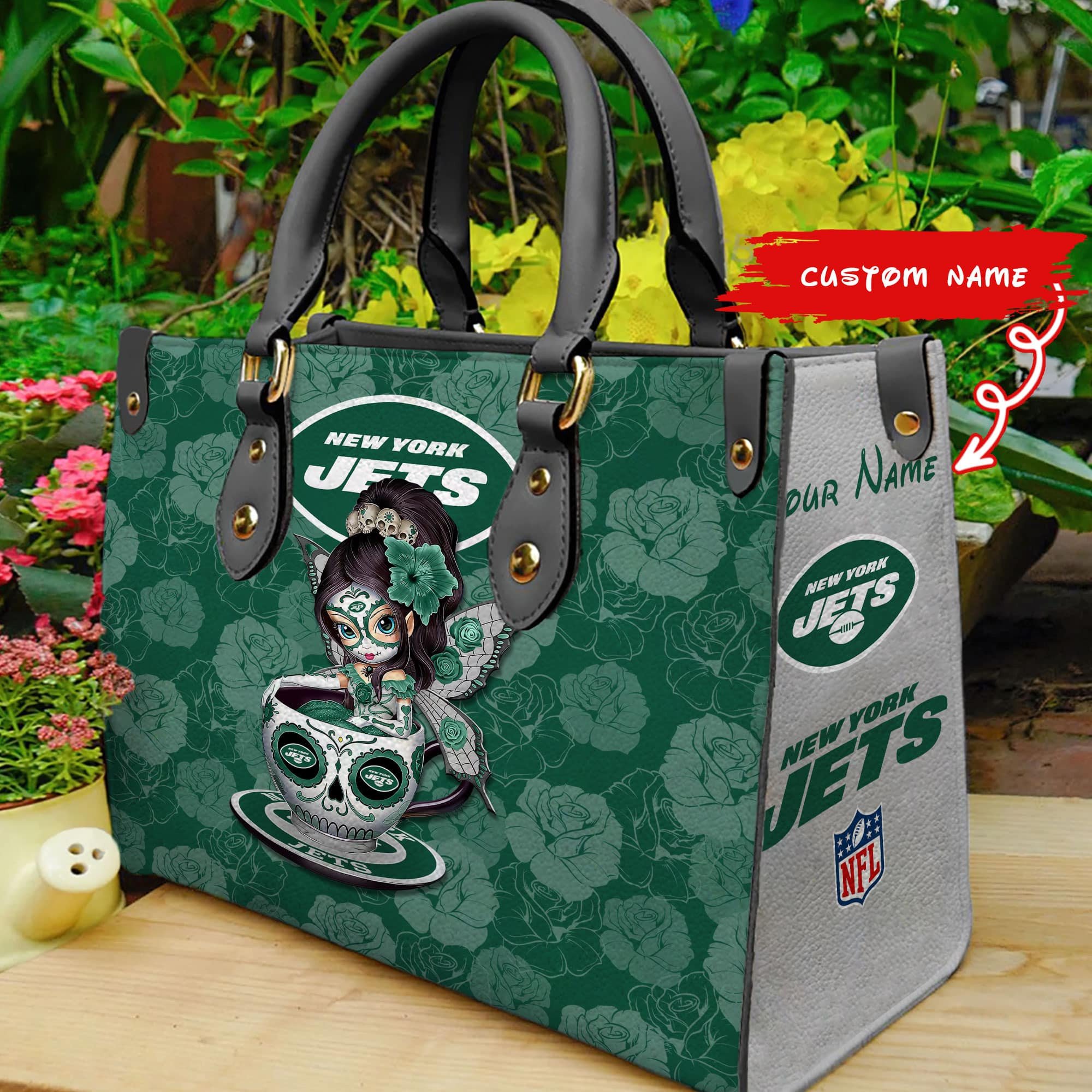 New York Jets Personalized Leather Hand Bag  - Image 2