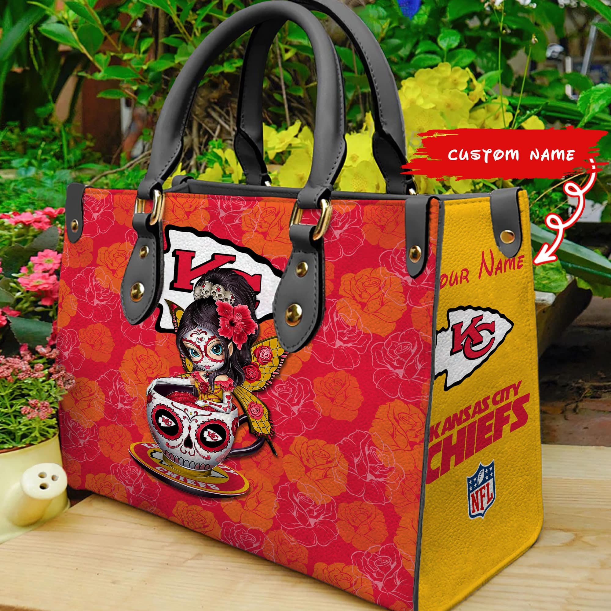 Kansas City Chiefs Personalized Leather Hand Bag  - Image 2