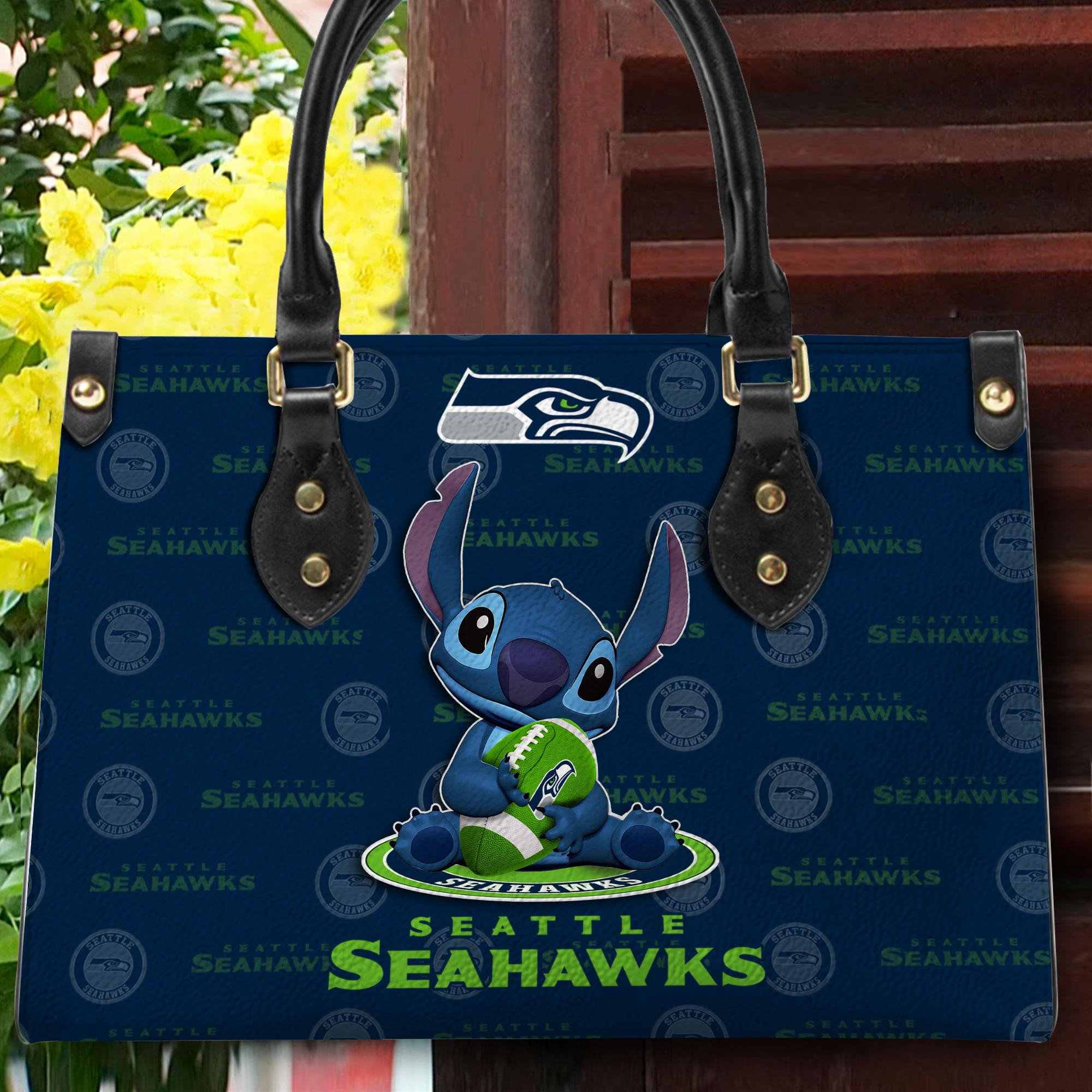 Seattle Seahawks Personalized Leather Hand Bag  - Image 2