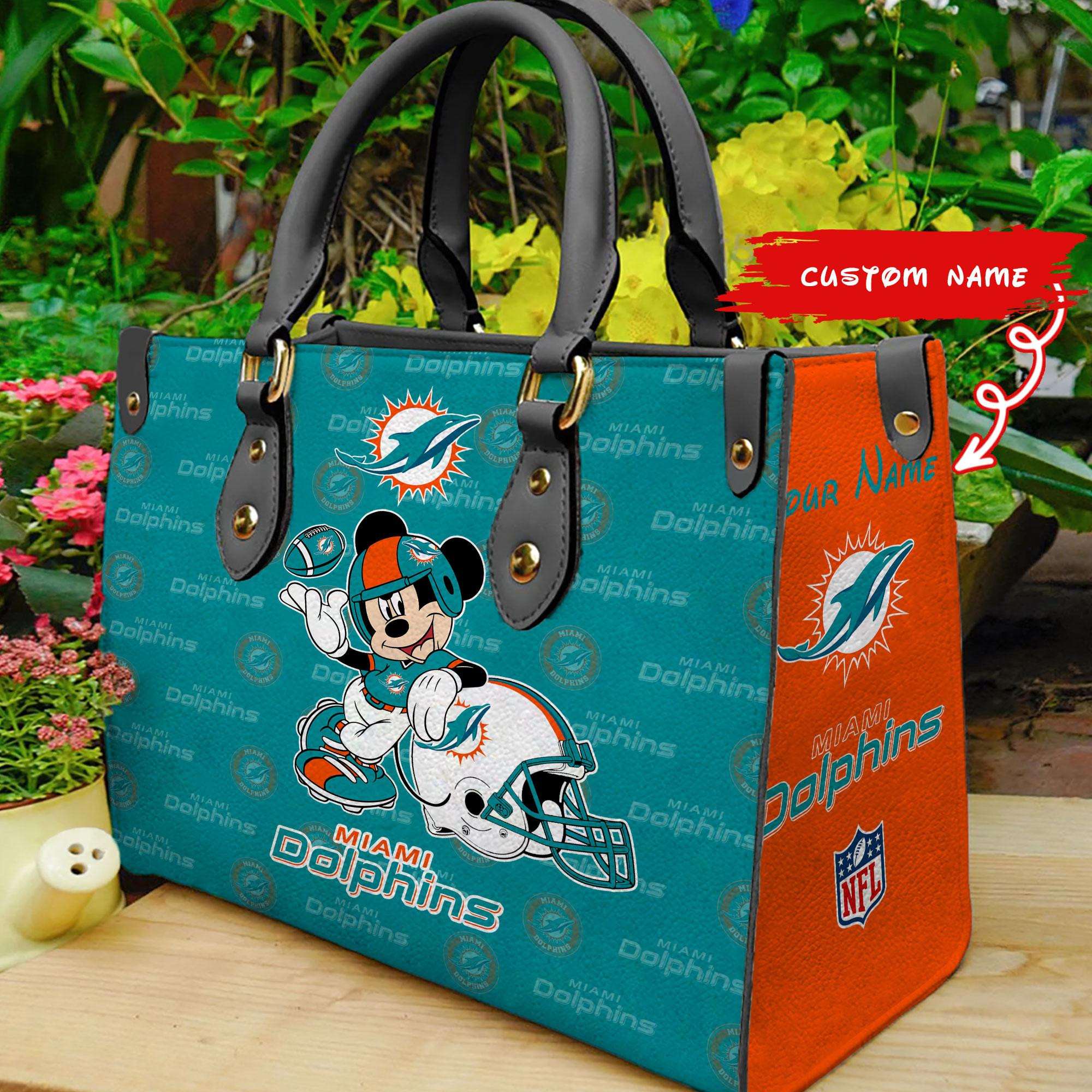 Miami Dolphins Personalized Leather Hand Bag  - Image 2