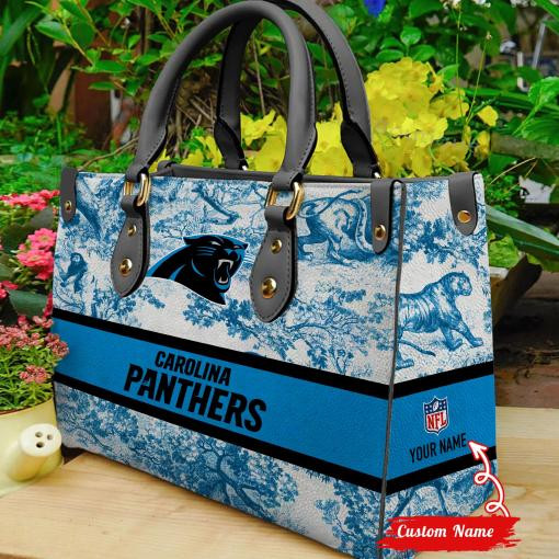 Carolina Panthers Personalized Leather Hand Bag  - Image 2