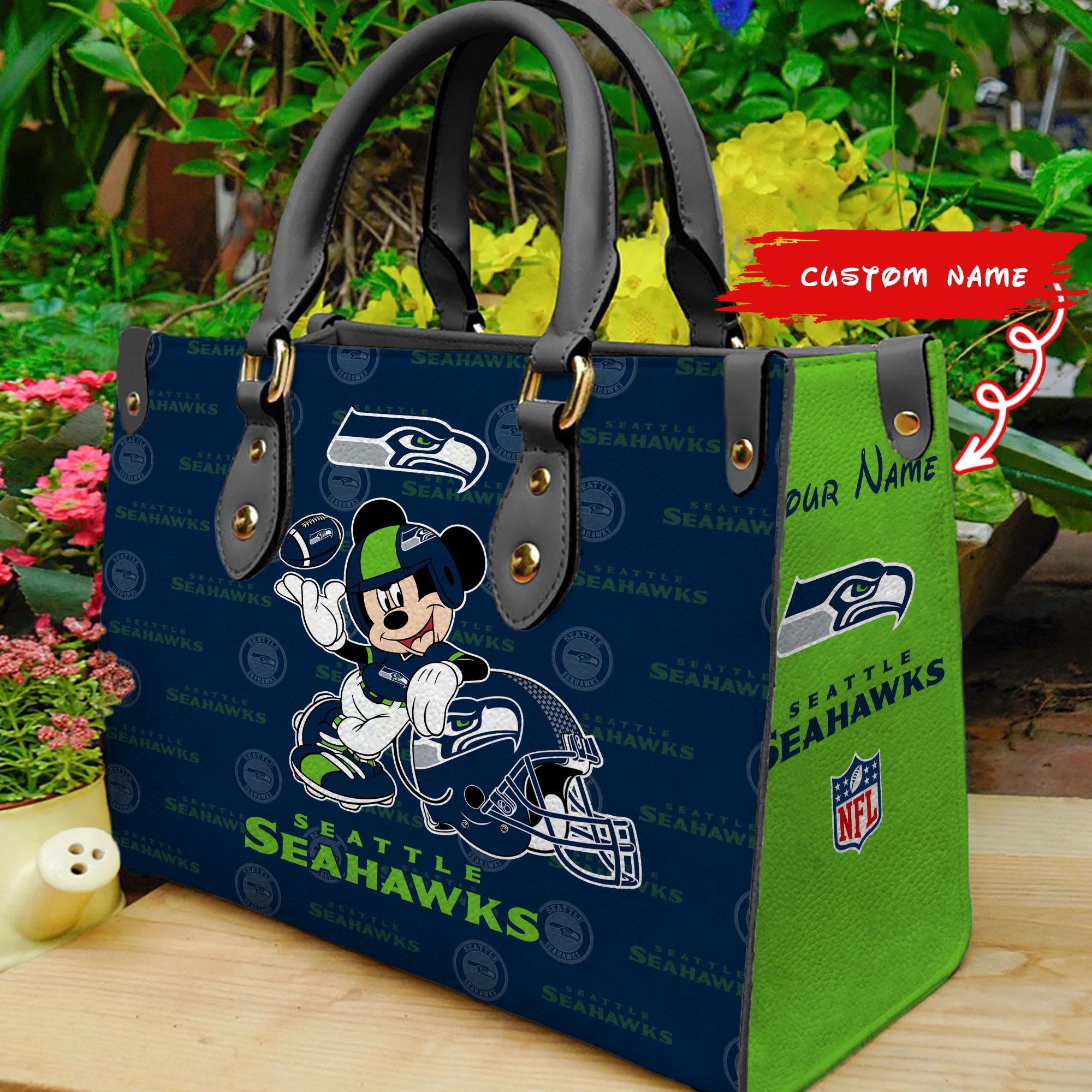 Seattle Seahawks Personalized Leather Hand Bag  - Image 2