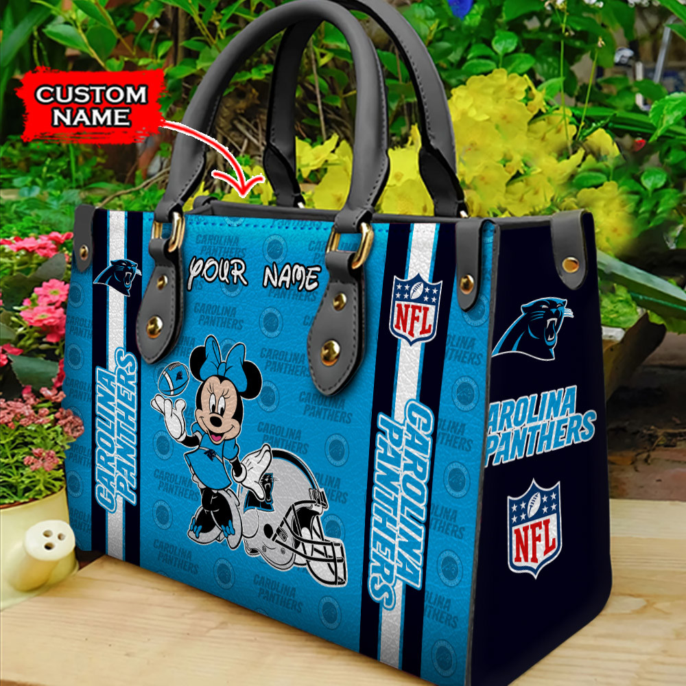 Carolina Panthers Personalized Leather Hand Bag  - Image 2