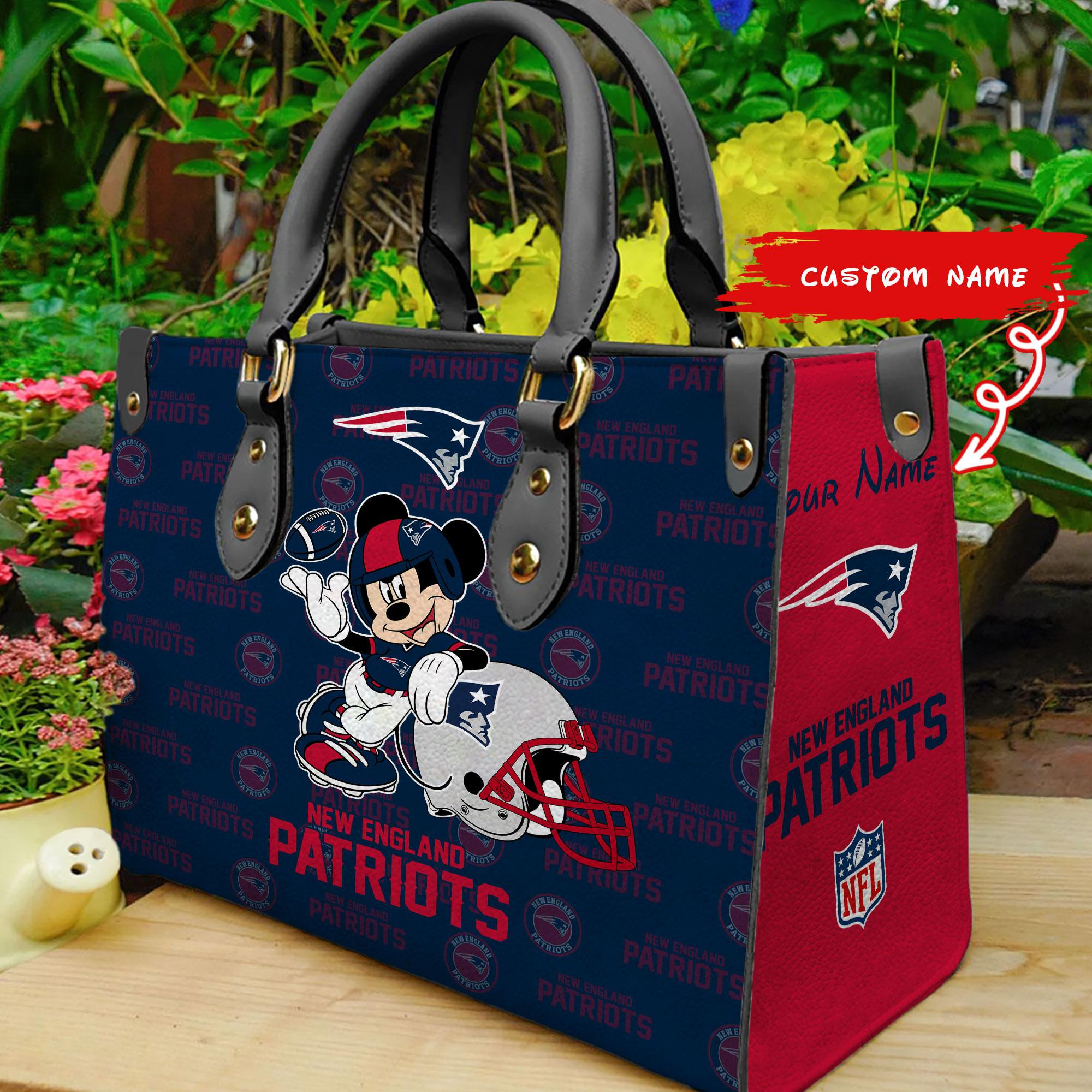 New England Patriots Personalized Leather Hand Bag  - Image 2
