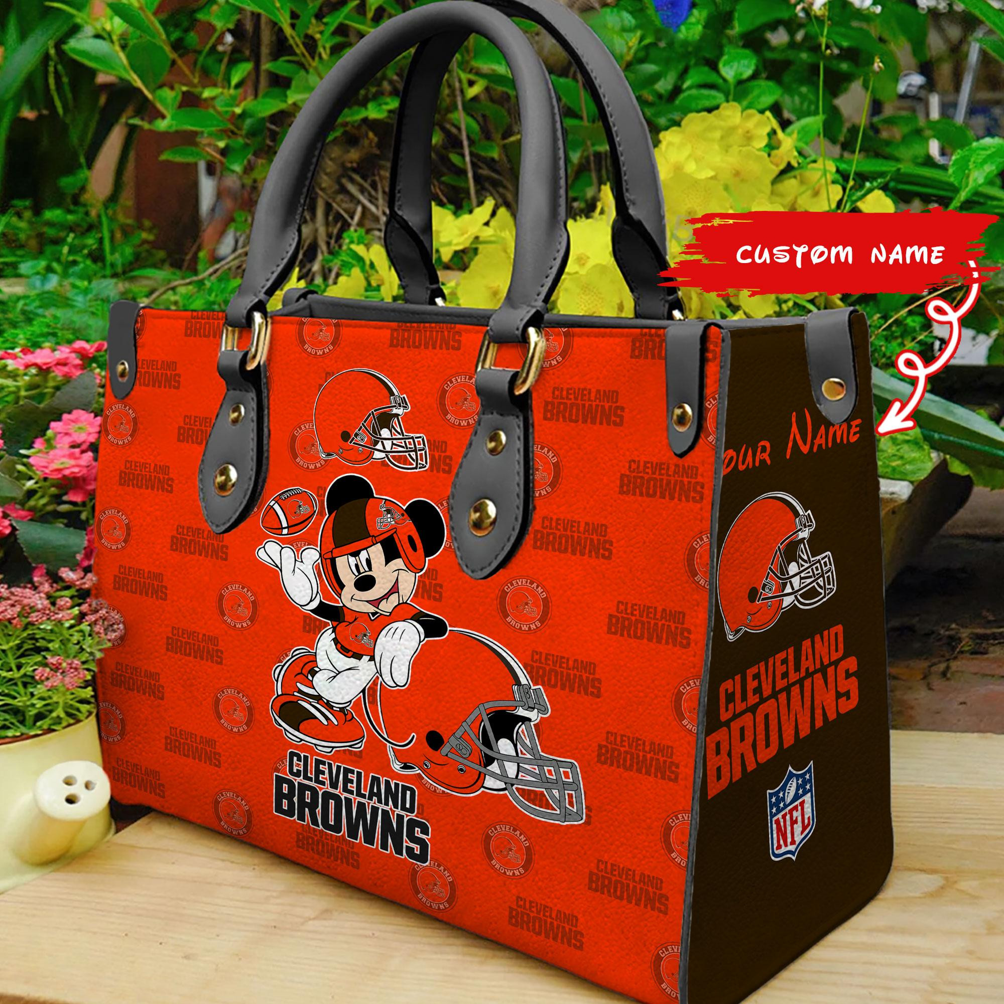 Cleveland Browns Personalized Leather Hand Bag  - Image 2