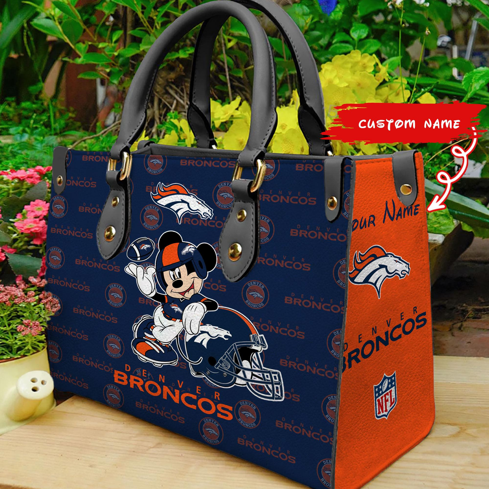 Denver Broncos Personalized Leather Hand Bag  - Image 2