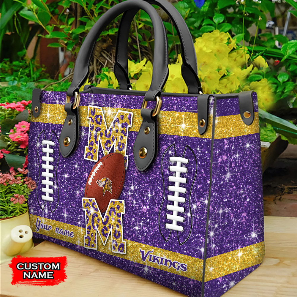 Minnesota Vikings Personalized Leather Hand Bag  - Image 2